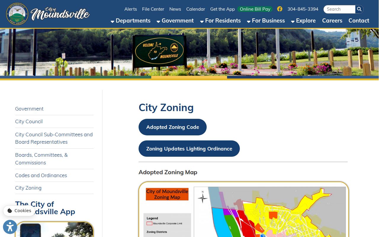 Marshall County property records: Moundsville adopted city zoning map and code